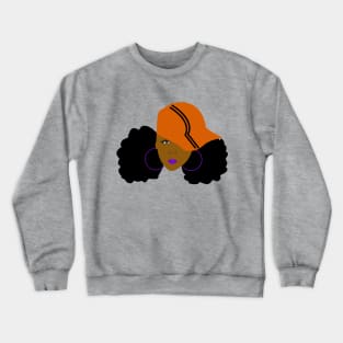 Afro Puff Orange Hat Girl Crewneck Sweatshirt